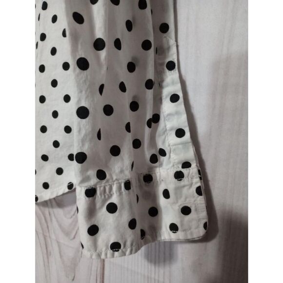 Joe Fresh Shirt‎ Ladies Medium Polka Dot Button Down Shirt White Black - Picture 4 of 7